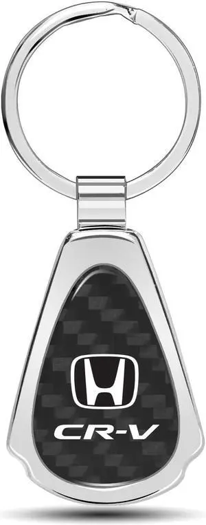 Honda CR-V Real Black Carbon Fiber Chrome Metal Teardrop Key Chain