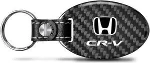 Honda CR-V Real Carbon Fiber Large Oval Shape with Black Leather Strap Key Chain Honda CR-V Real Carbon Fiber Large Oval Shape with Black Leather Strap Key Chain