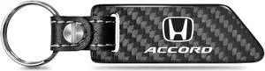 Honda Accord Real Carbon Fiber Blade Style with Black Leather Strap Key Chain