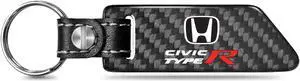 Honda Civic Type-R Real Carbon Fiber Blade Style Black Leather Strap Key Chain