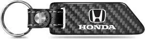 Honda Logo Real Carbon Fiber Blade Style with Black Leather Strap Key Chain
