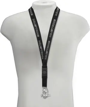 Ford Mustang Black Strap ID Holder Lanyard with 3D Mustang Metal Key Chain Charm