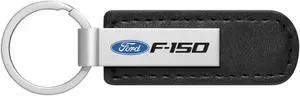Ford F-150 Silver Metal Black PU Leather Strap Key Chain