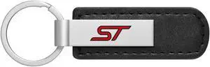 Ford Focus ST Silver Metal Black PU Leather Strap Key Chain