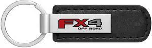 Ford F150 FX4 Off Road Silver Metal Black PU Leather Strap Key Chain