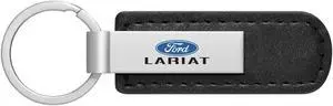 Ford F-150 Lariat Silver Metal Black PU Leather Strap Key Chain