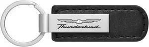Ford Thunderbird Silver Metal Black PU Leather Strap Key Chain