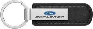 Ford Explorer Silver Metal Black PU Leather Strap Key Chain