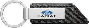 Ford F-150 Lariat Carbon Fiber Texture Black PU Leather Strap Key Chain