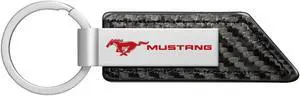 Ford Mustang in Red Carbon Fiber Texture Black PU Leather Strap Key Chain