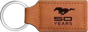 Ford Mustang 50 Years Rectangular Brown Leather Key Chain