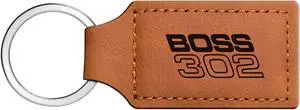 Ford Mustang Boss 302 Rectangular Brown Leather Key Chain