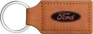 Ford Logo Rectangular Brown Leather Key Chain