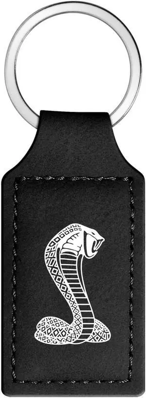 Ford Mustang Cobra Rectangular Black Leatherette Key Chain Ford Mustang Cobra Rectangular Black Leatherette Key Chain