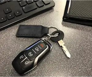 Ford F-150 2015 up Rectangular Black Leatherette Key Chain