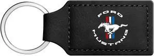 Ford Mustang Circle Logo Rectangular Black Leatherette Key Chain