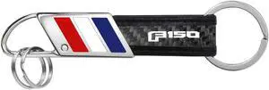 Ford F150 2015 up Real Carbon Fiber Leather Key Chain with Red White Blue Stripe