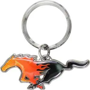Ford Mustang Flaming Pony Metal Key Chain Charm