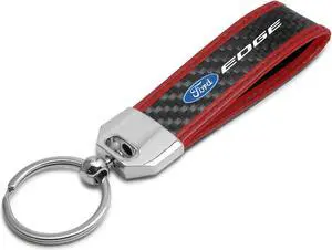 Ford Edge Real Carbon Fiber Strap with Red Leather Stitching Edge Key Chain
