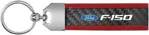Ford F-150 Real Carbon Fiber Strap with Red Leather Stitching Edge Key Chain