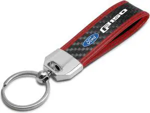 Ford F-150 2015 - 2020 Real Carbon Fiber Strap with Red Leather Stitching Edge Key Chain