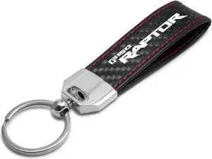 Ford F-150 Raptor 2017 up Real Black Carbon Fiber Loop Strap Key Chain with Red Stitching