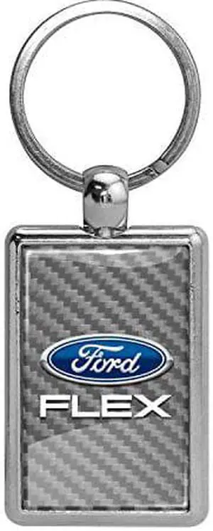 Ford Flex Silver Carbon Fiber Backing Brush Rectangle Metal Key Chain