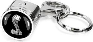 Ford Mustang Cobra Chrome Finish Engine Piston and Rod Metal Key Chain