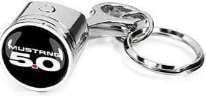 Ford Mustang 5.0 Chrome Finish Engine Piston and Rod Metal Key Chain