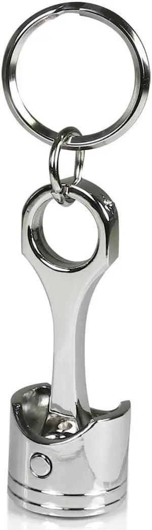 Ford Mustang Flame Pony Chrome Finish Engine Piston and Rod Metal Key Chain