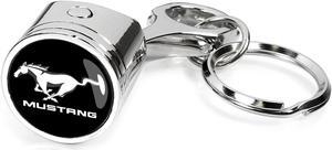 Ford Mustang Pony Chrome Finish Engine Piston and Rod Metal Key Chain
