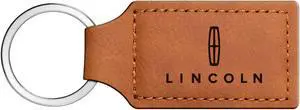 Lincoln Rectangular Brown Leather Key Chain - Lincoln Logo