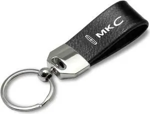 iPick Image - Large Genuine Black Leather Loop Strap Key Chain - Lincoln MKC