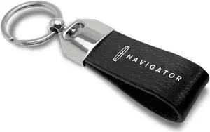Lincoln Navigator Large Genuine Black Leather Loop Strap Key Chain