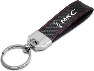 Lincoln MKC Real Black Carbon Fiber Loop Strap Key Chain with Red Stitching
