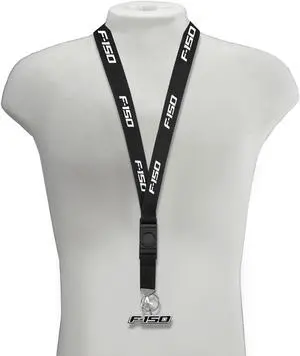 Ford F-150 2008-2014 Black Strap ID Holder Lanyard with 3D F-150 Metal Key Chain Charm