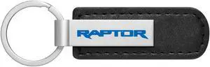 Ford F-150 Raptor 17 to 22 in Blue Silver Metal Black PU Leather Strap Key Chain