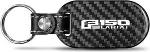 Ford F-150 Lariat 100% Real Black Carbon Fiber Tag Style Key Chain