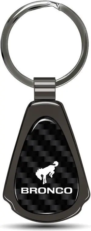 Ford Bronco Real Black Carbon Fiber Gunmetal Black Metal Teardrop Key Chain