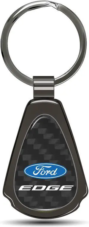 Ford Edge Real Black Carbon Fiber Gunmetal Black Metal Teardrop Key Chain