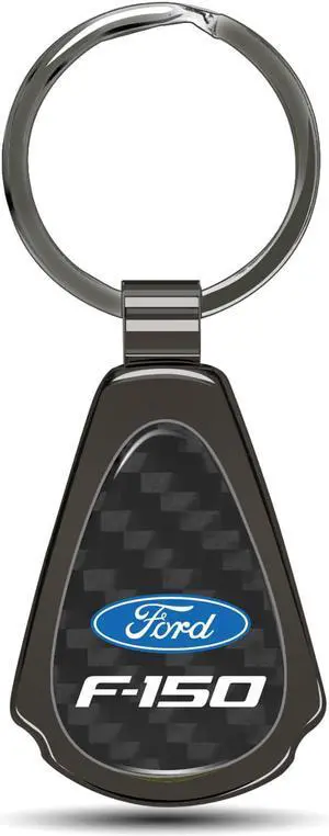 Ford F-150 Real Black Carbon Fiber Gunmetal Black Metal Teardrop Key Chain