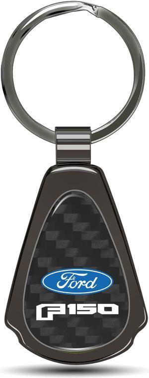 Ford F-150 2015 Real Black Carbon Fiber Gunmetal Black Metal Teardrop Key Chain
