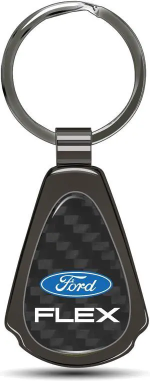 Ford Flex Real Black Carbon Fiber Gunmetal Black Metal Teardrop Key Chain