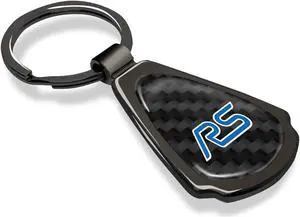 Ford Focus RS Real Black Carbon Fiber Gunmetal Black Metal Teardrop Key Chain