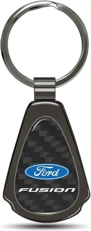 Ford Fusion Real Black Carbon Fiber Gunmetal Black Metal Teardrop Key Chain