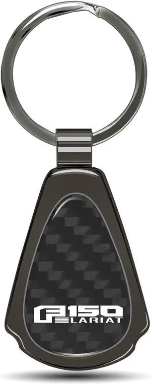 Ford F150 Lariat Real Black Carbon Fiber Gunmetal Black Metal Teardrop Key Chain