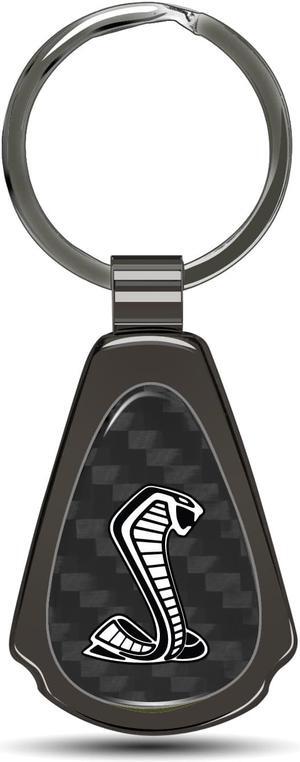 Ford Mustang GT350R Real Black Carbon Fiber Gunmetal Black Metal Teardrop Key Chain