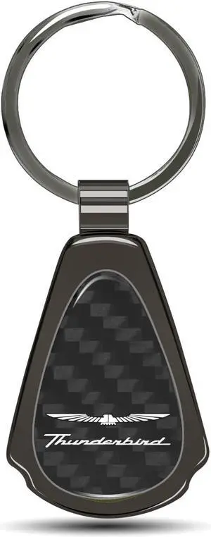 Ford Thunderbird Real Black Carbon Fiber Gunmetal Black Metal Teardrop Key Chain