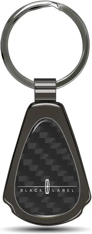 Lincoln Black Label Real Black Carbon Fiber Gunmetal Metal Teardrop Key Chain