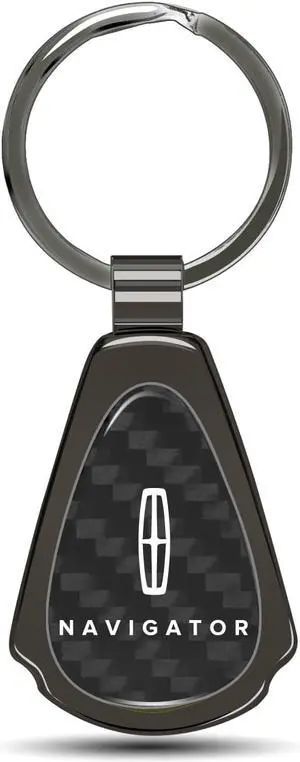 Lincoln Navigator Real Black Carbon Fiber Gunmetal Metal Teardrop Key Chain